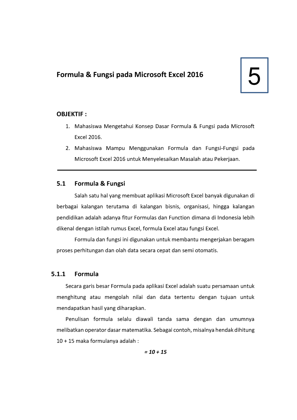 5. Formula Fungsi Pada Microsoft Excel 2016 - Formula & Fungsi Pada ...