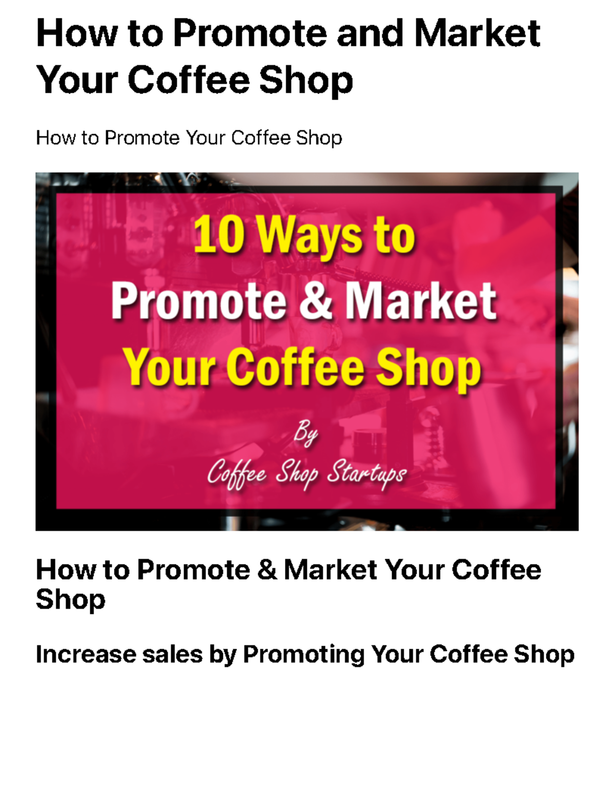 How to Promote and Market Your Coffee Shop - You are ultimately ...