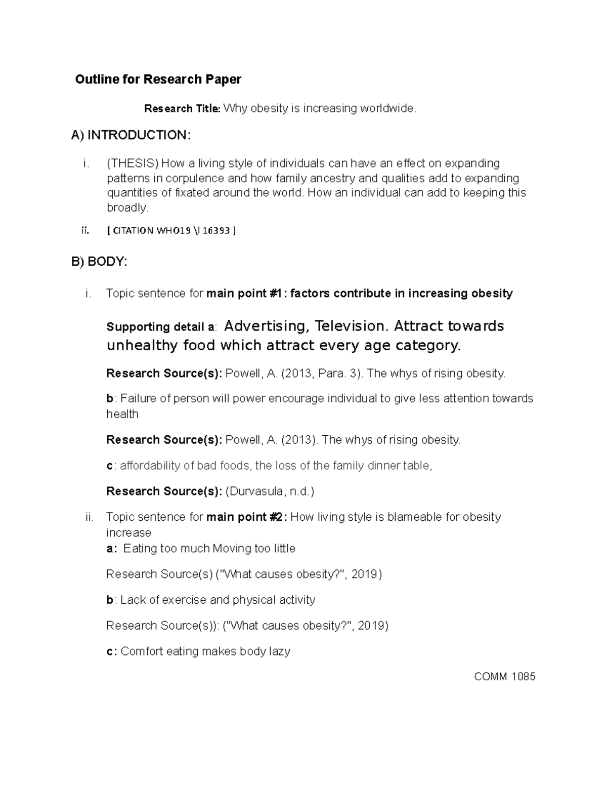Comprehensive outline Simranjitsingh - Outline for Research Paper ...