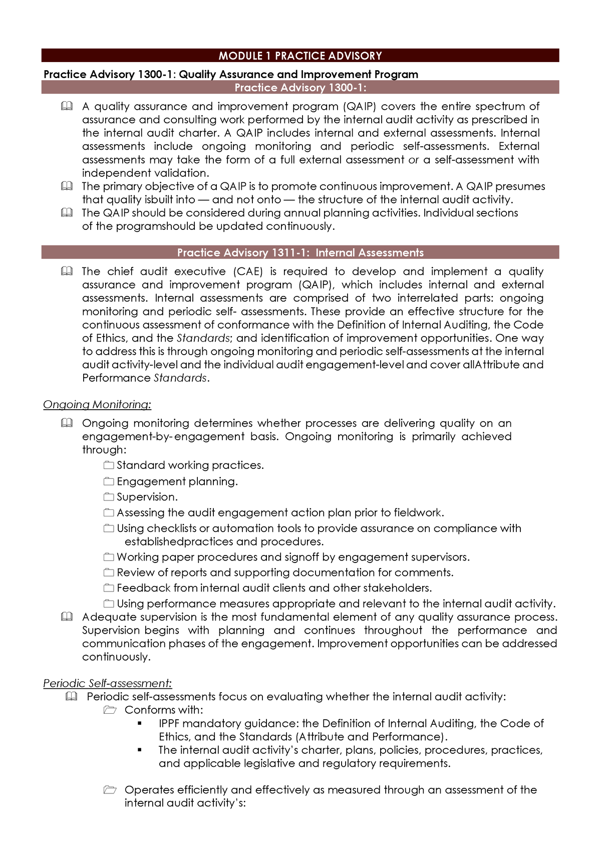 Modules Practice Advisory - MODULE 1 PRACTICE ADVISORY Practice ...