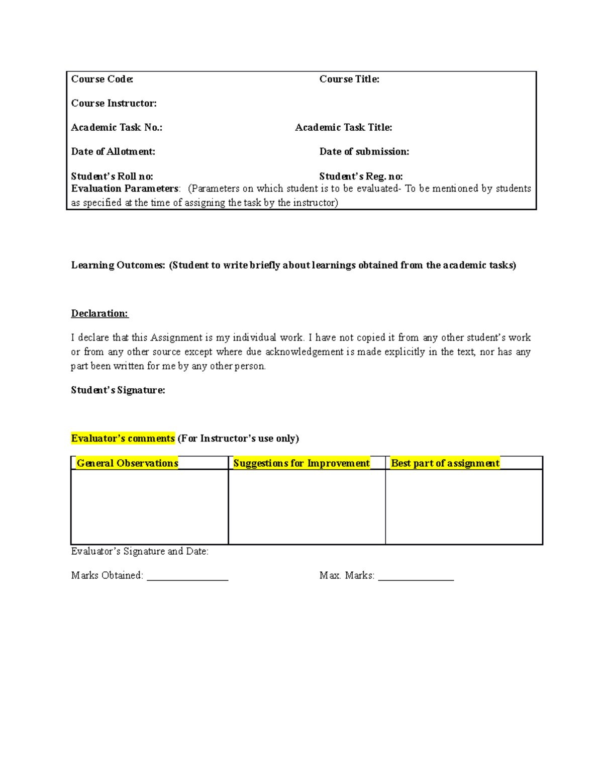 Accounts assignment for managers - part 1 - Course Code: Course Title ...