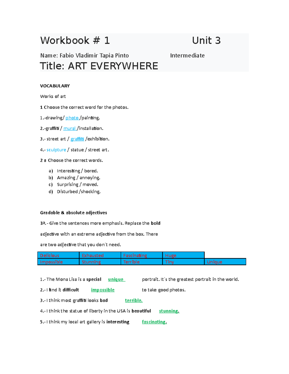 Workbook unit tree - Ingles III - UDABOL - Studocu