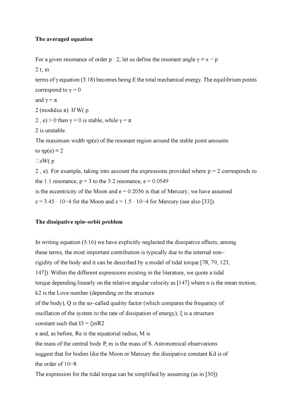 The averaged equation - The equilibrium points correspond to γ = 0 and ...