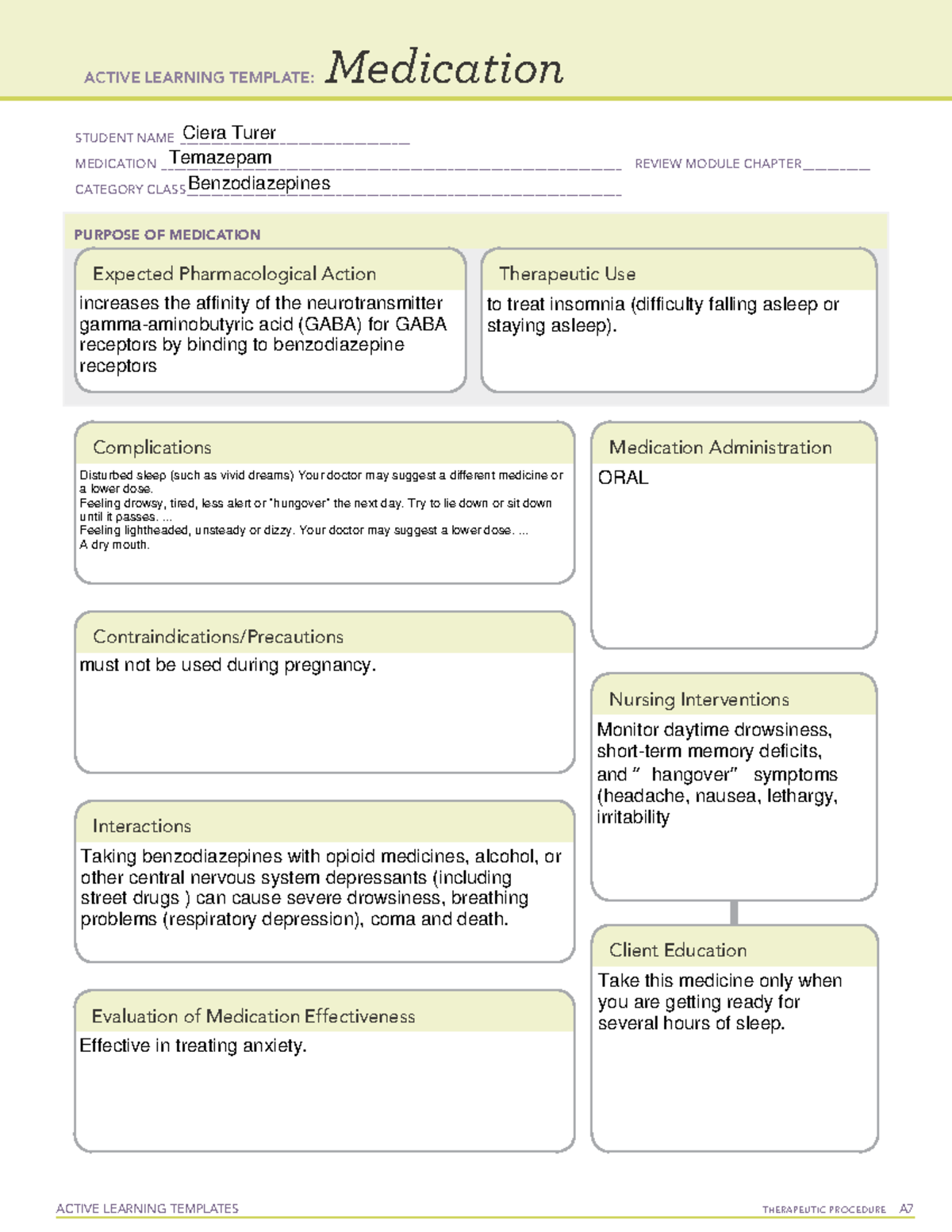 Active Learning Template (Medication) 7 - ACTIVE LEARNING TEMPLATES ...