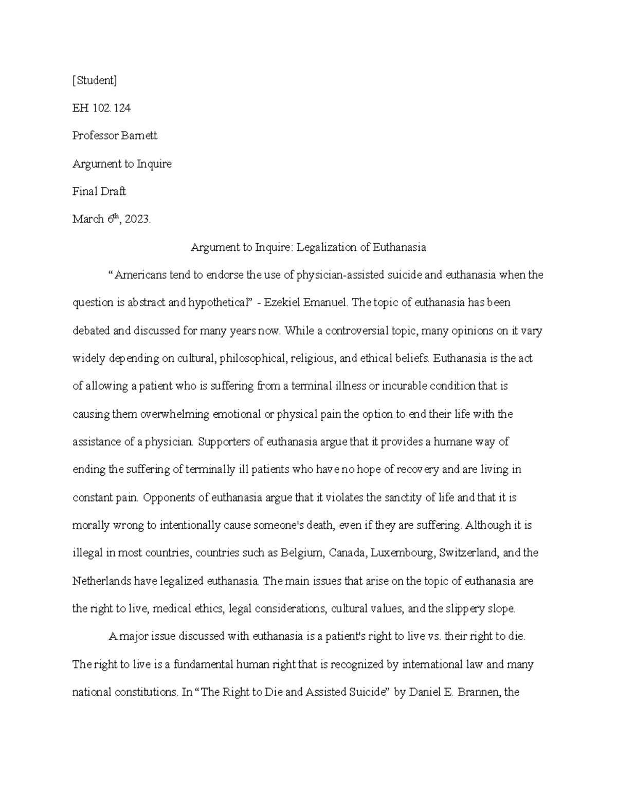 argument to inquire essay examples