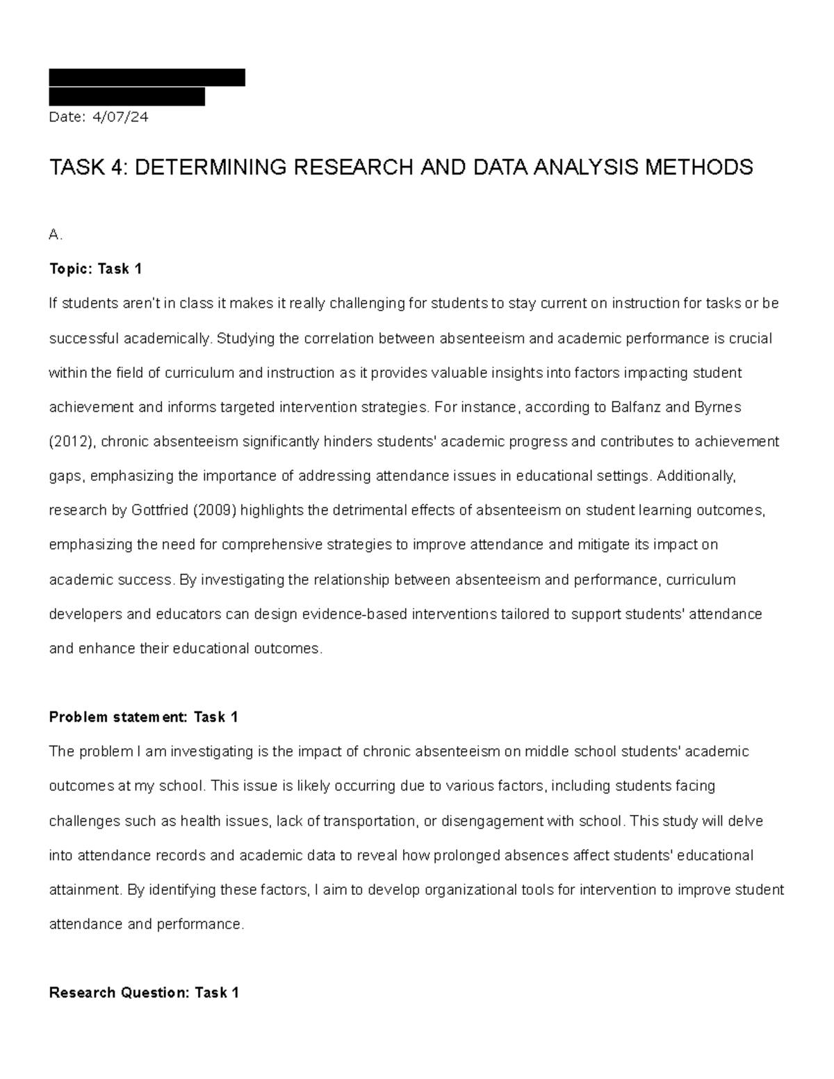 task 4 determining research and data analysis methods