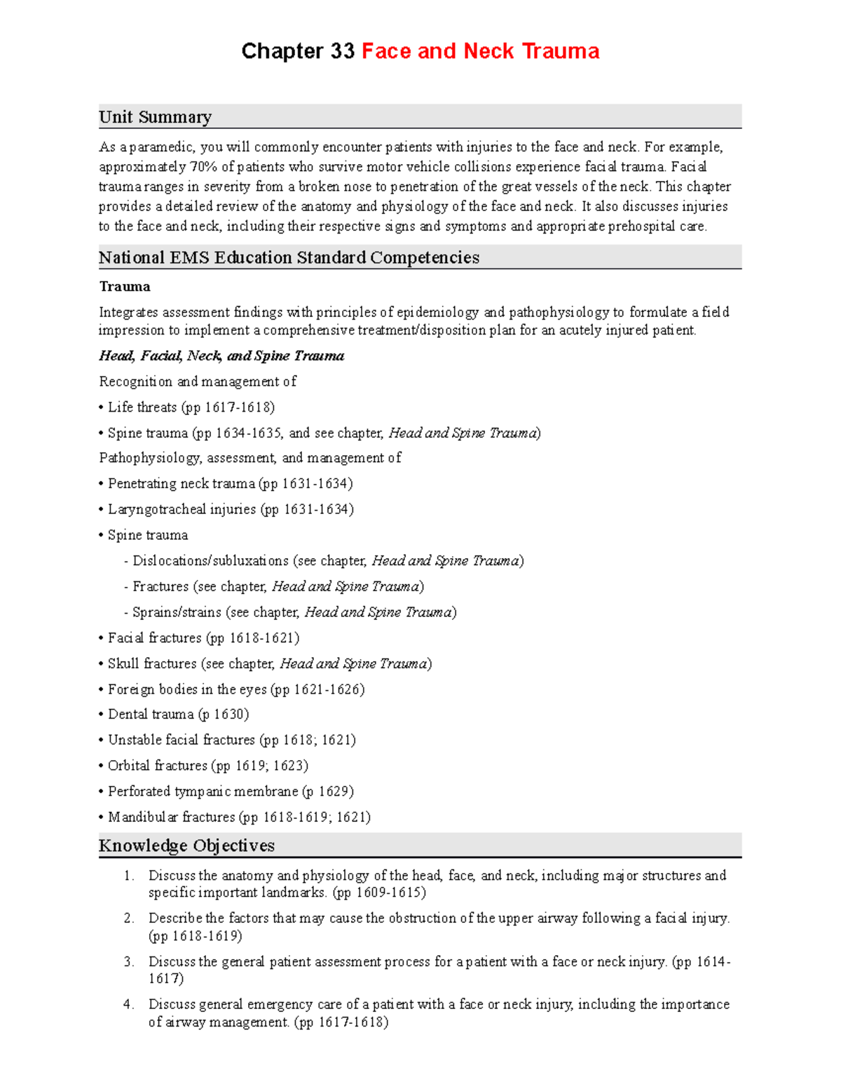 Ch33 Face And Neck Trauma - Chapter 33 Face And Neck Trauma Unit ...