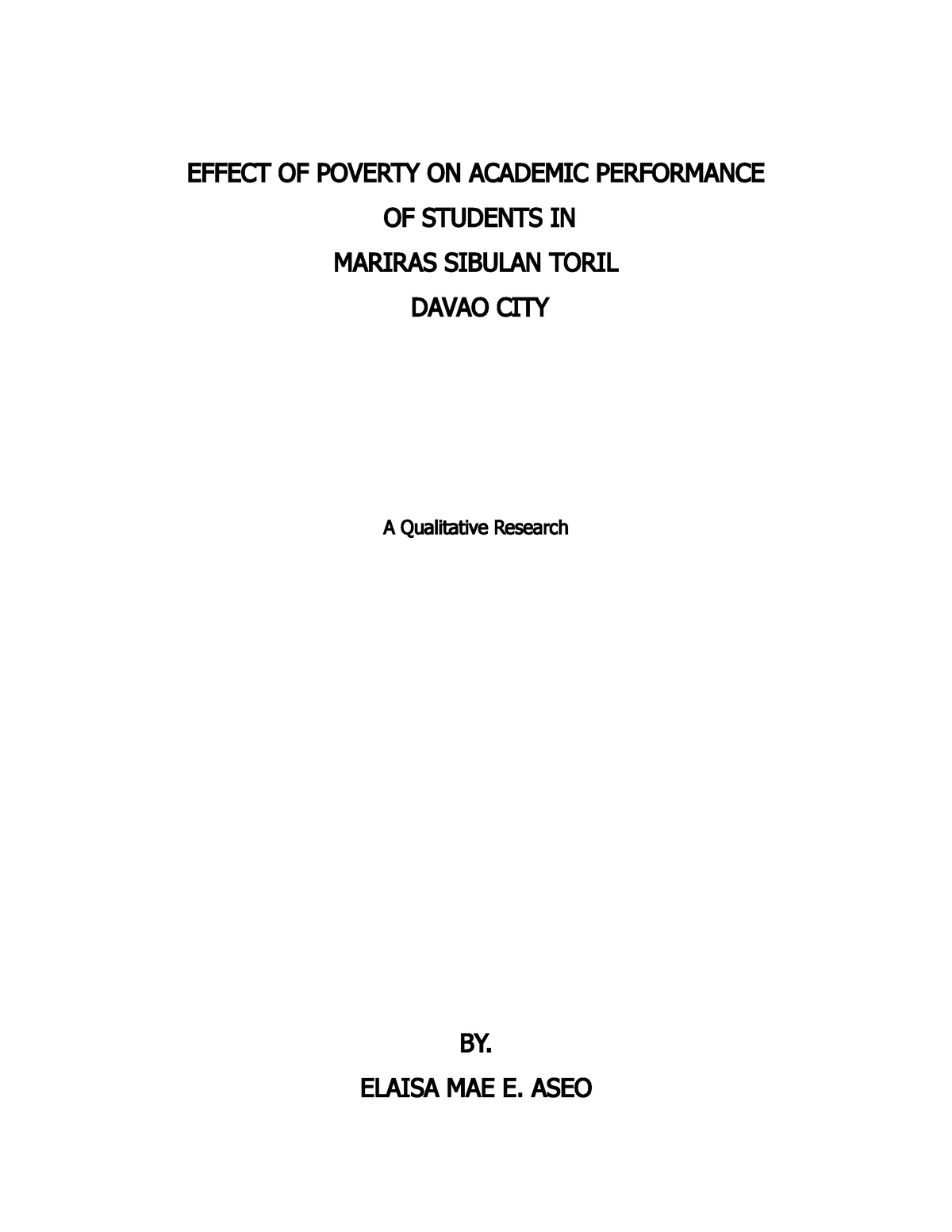 a research on the effect of poverty on academic performance