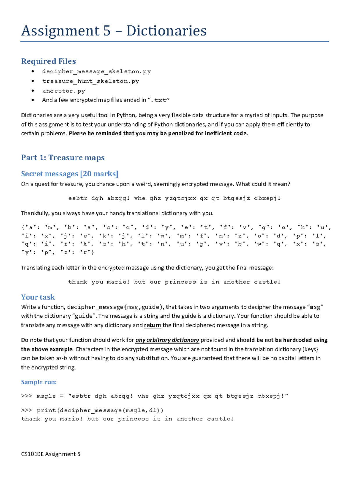 assignment on dictionary level 3 (puzzle)