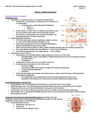 NURS 414 Exam 2 Study Sheet Mods 2-3 - NURS 414 – Maternal-Newborn ...