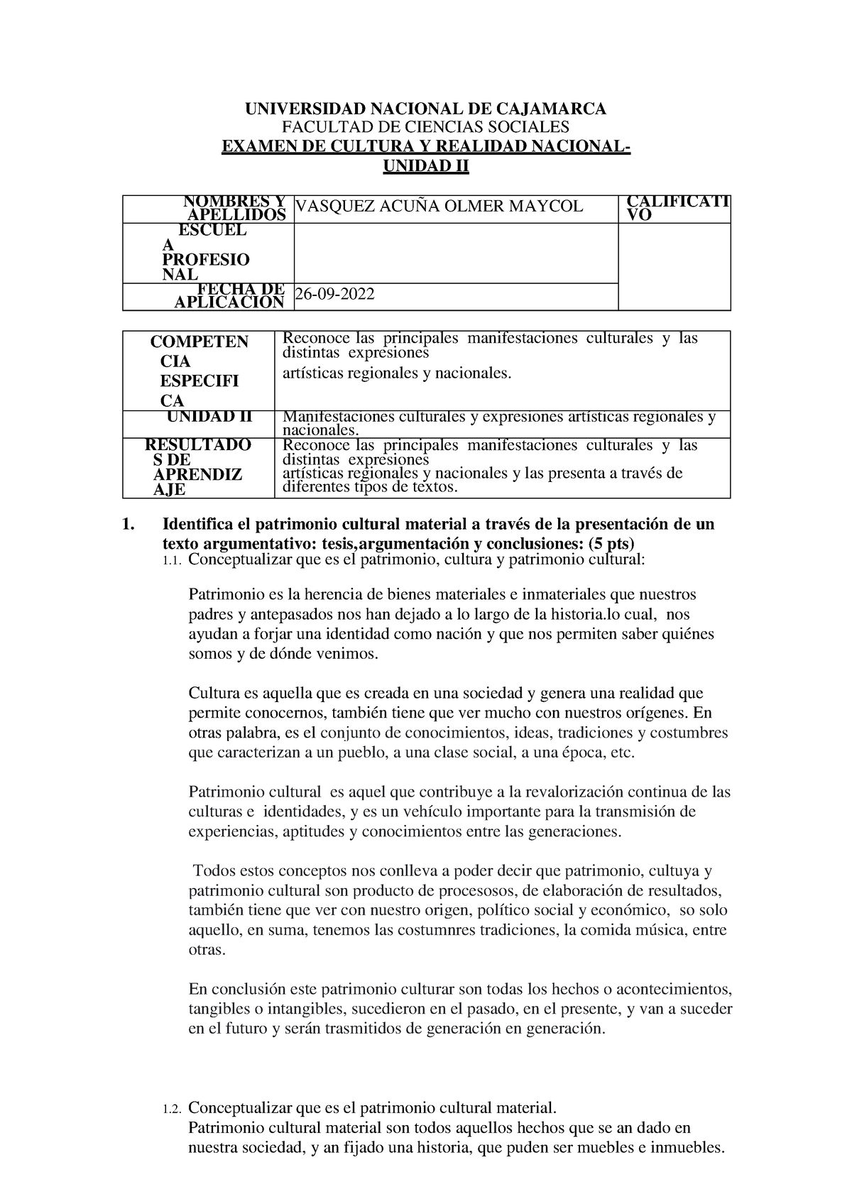 Tarea De Examen - UNIVERSIDAD NACIONAL DE CAJAMARCA FACULTAD DE ...