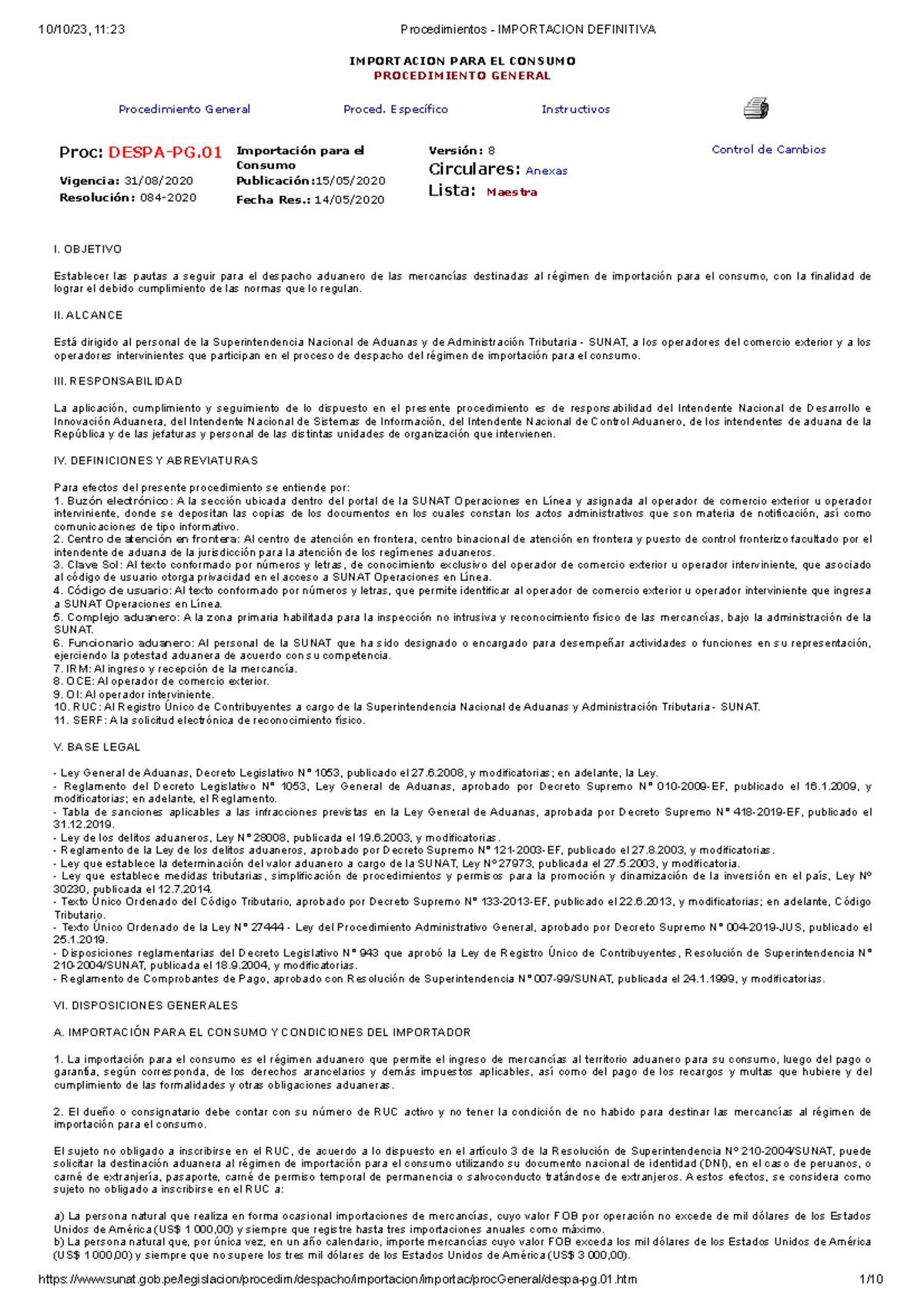 Procedimientos Importacion Definitiva Importacion Para El Consumo
