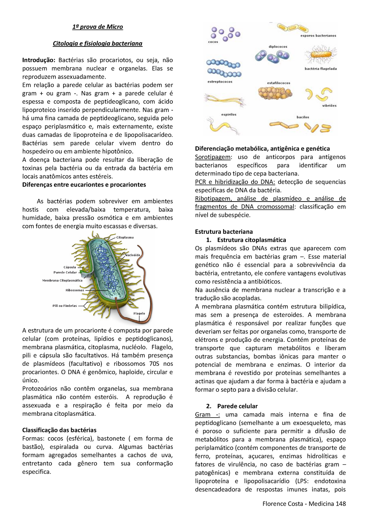 RESUMO MICROBIOLOGIA MEDICA A PROVA Prova De Micro Citologia E Fisiologia Bacteriana Studocu
