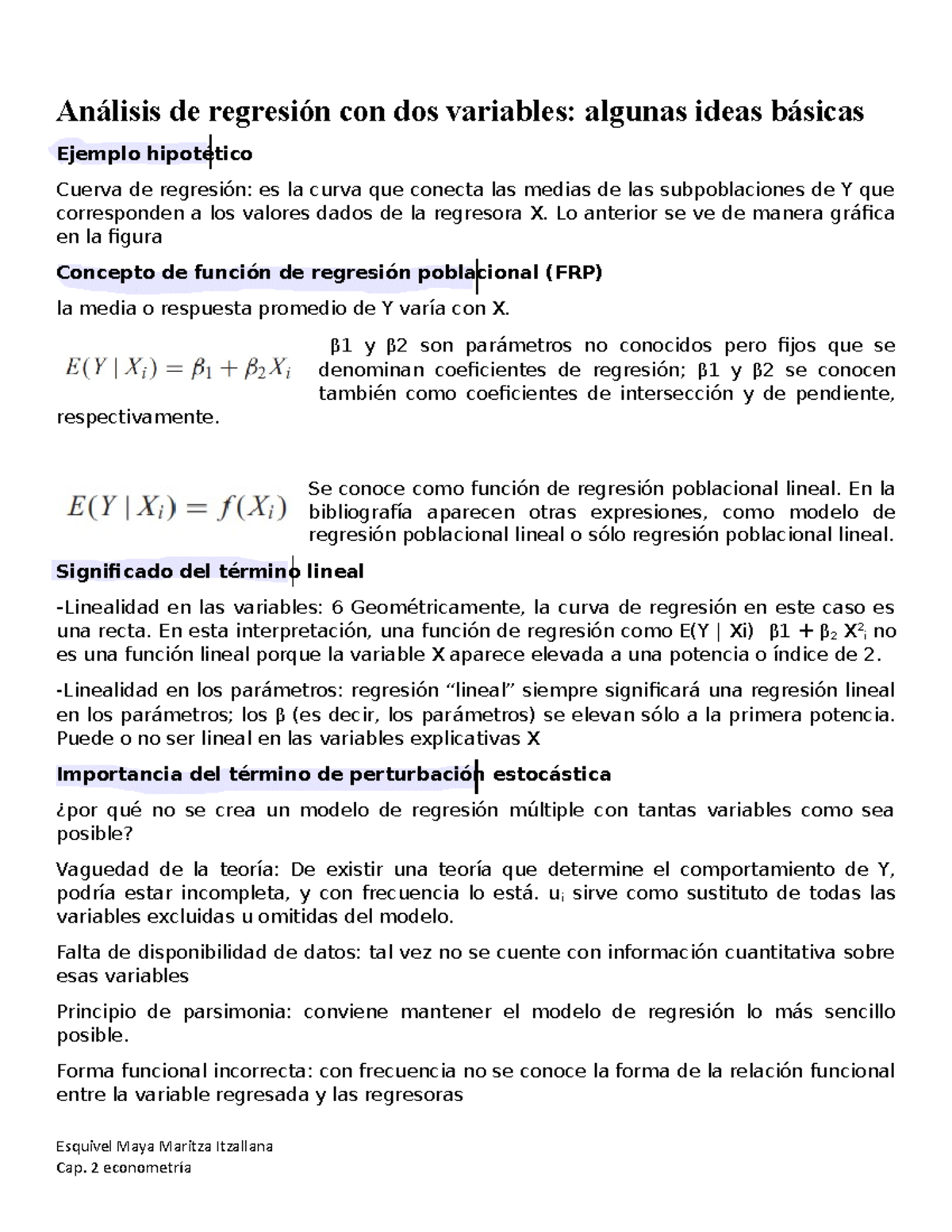 Cap 2 gujarati cap 2 Análisis de regresión con dos variables
