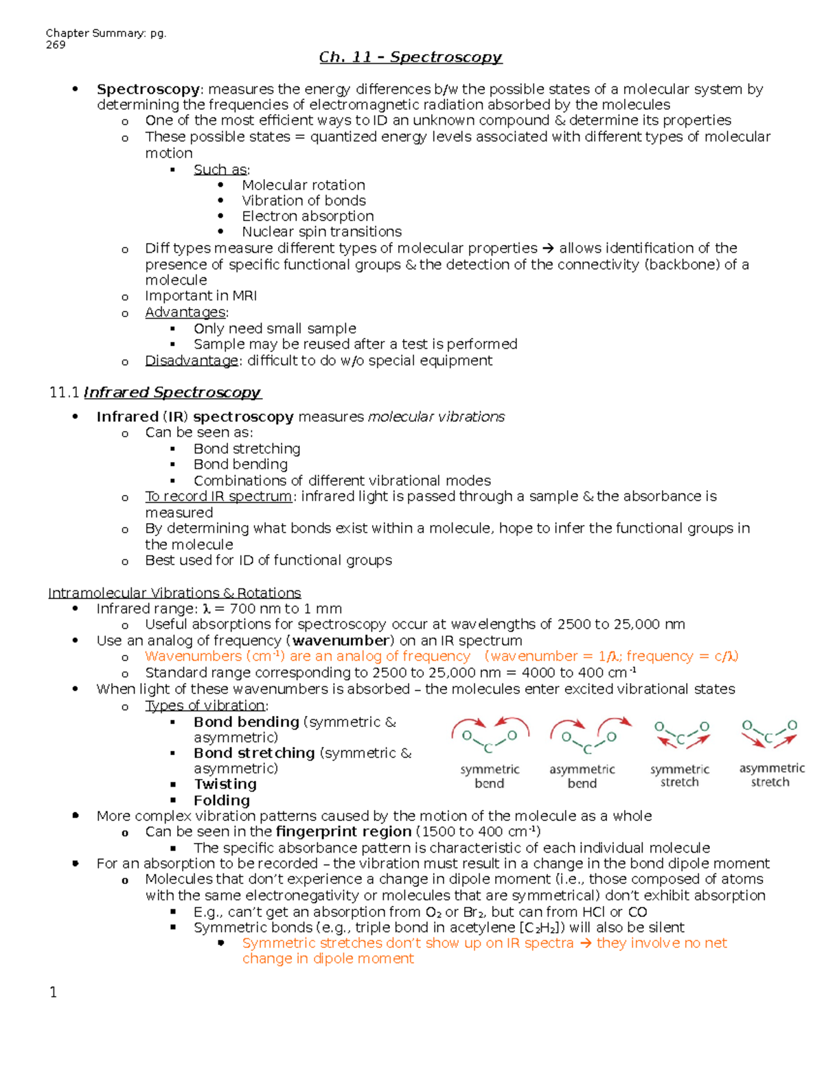 Spectroscopy-sum notes - Ch. 11 – Spectroscopy Spectroscopy : measures ...