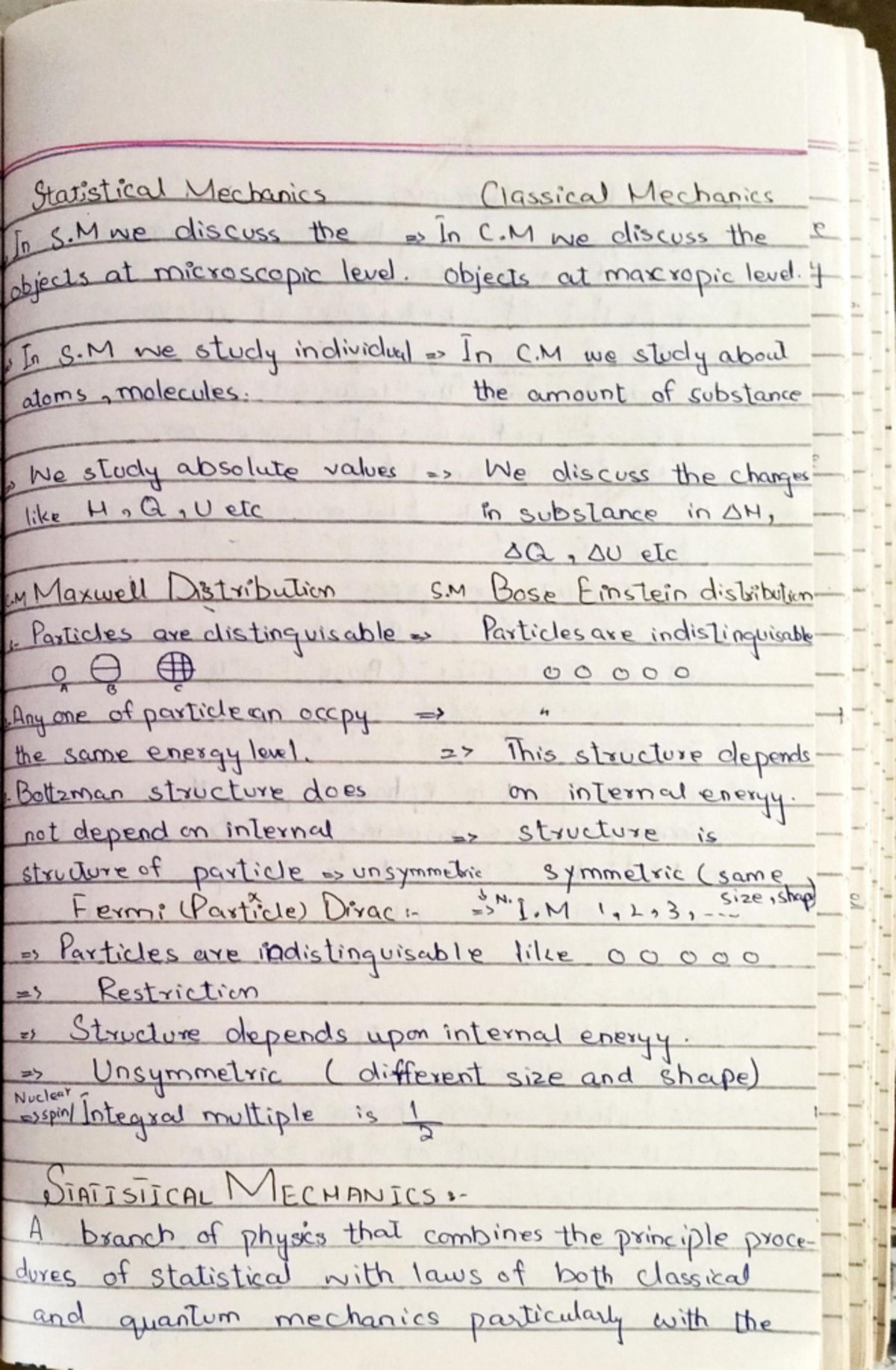 Statistical physics notes - Statistical Mechanics Classical Mechanics ...