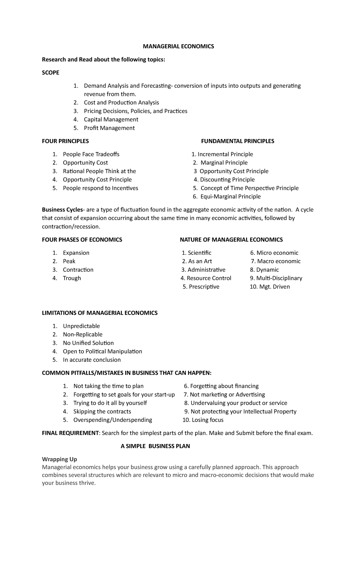 managerial economics thesis topics