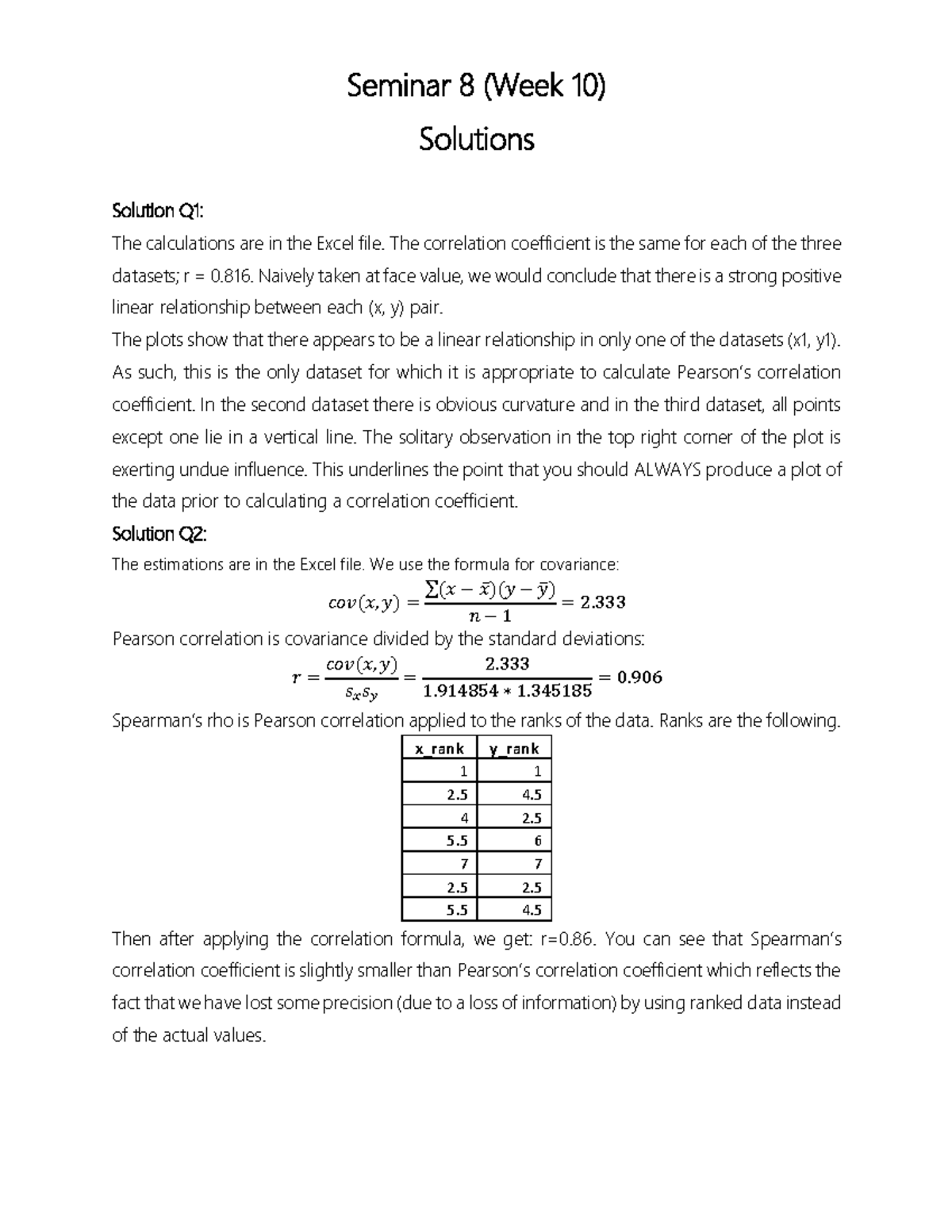 Seminar 8 Week 10 Solutions - Seminar 8 (Week 10 ) Solutions Solution Q ...