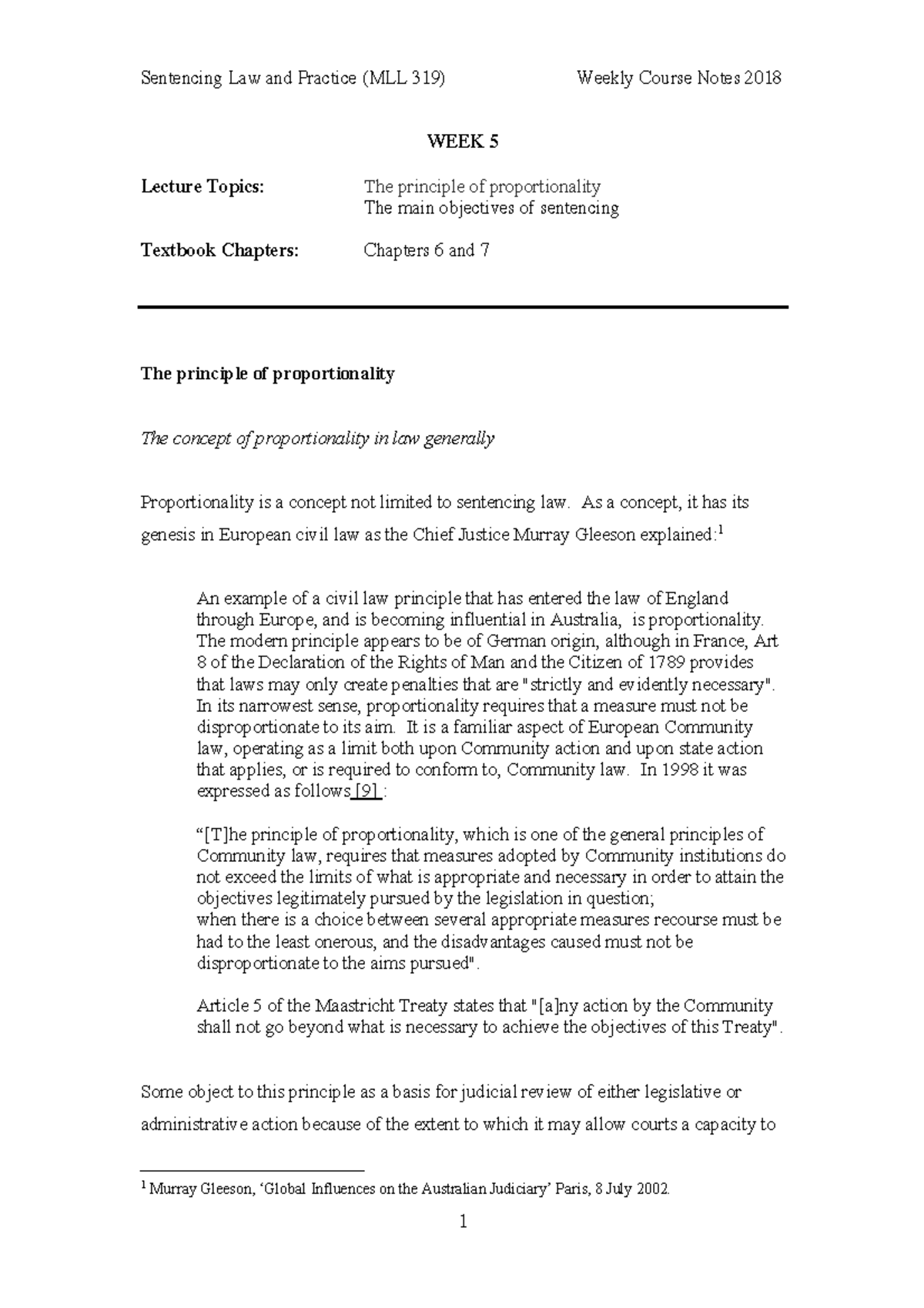Sentencing Notes - Week 5 - Sentencing Law and Practice (MLL 319 ...