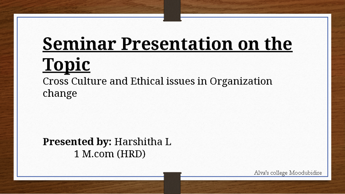 OB seminar - Seminar Presentation on the Topic Cross Culture and ...