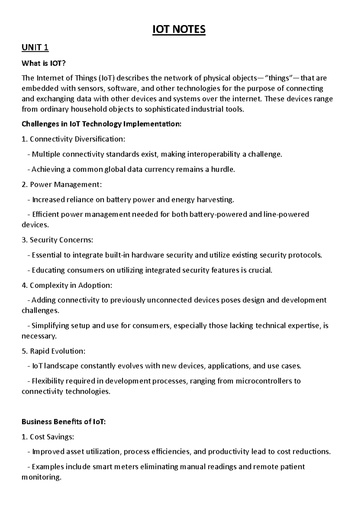 IOT Notes - Final - Maat dekhna bekar h - IOT NOTES UNIT 1 What is IOT ...