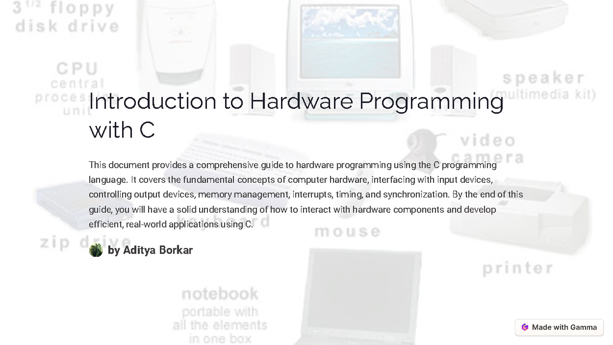 Introduction to Hardware Programming with C - Introduction to Hardware ...