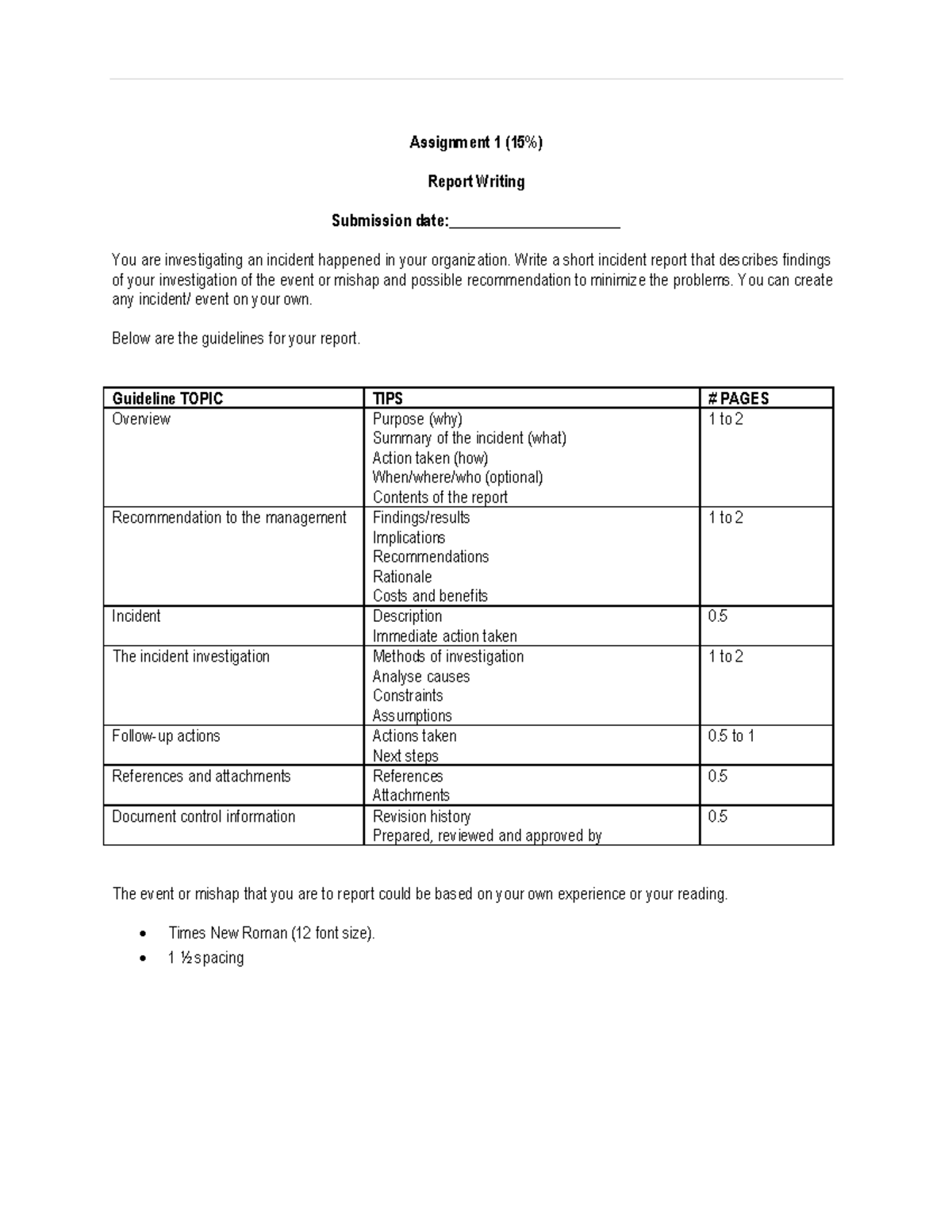 Assignment 1 - Guidelines - Assignment 1 (15%) Report Writing ...