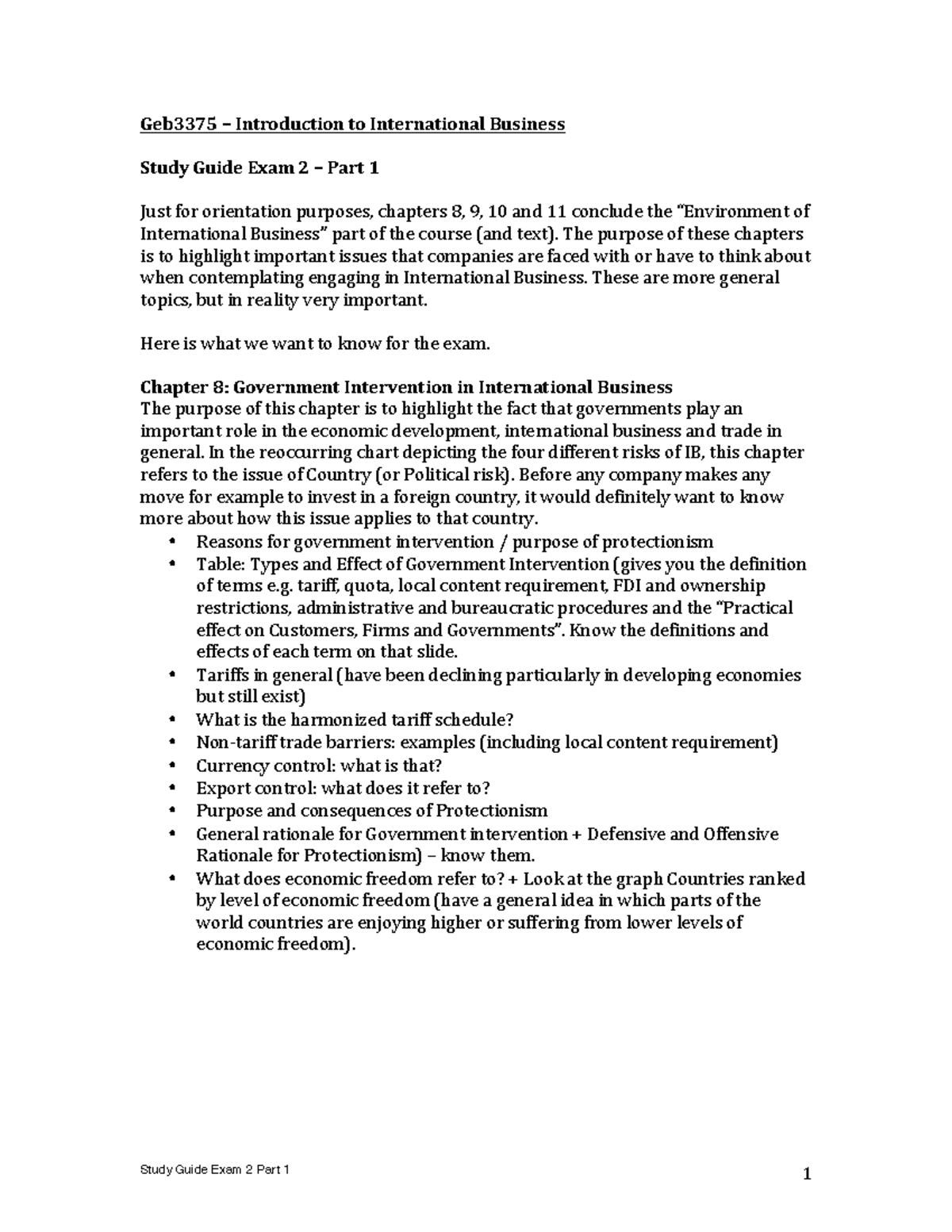 Study Guide Exam 2 Part1 - Study Guide Exam 2 Part 1 1 Geb3375 ...