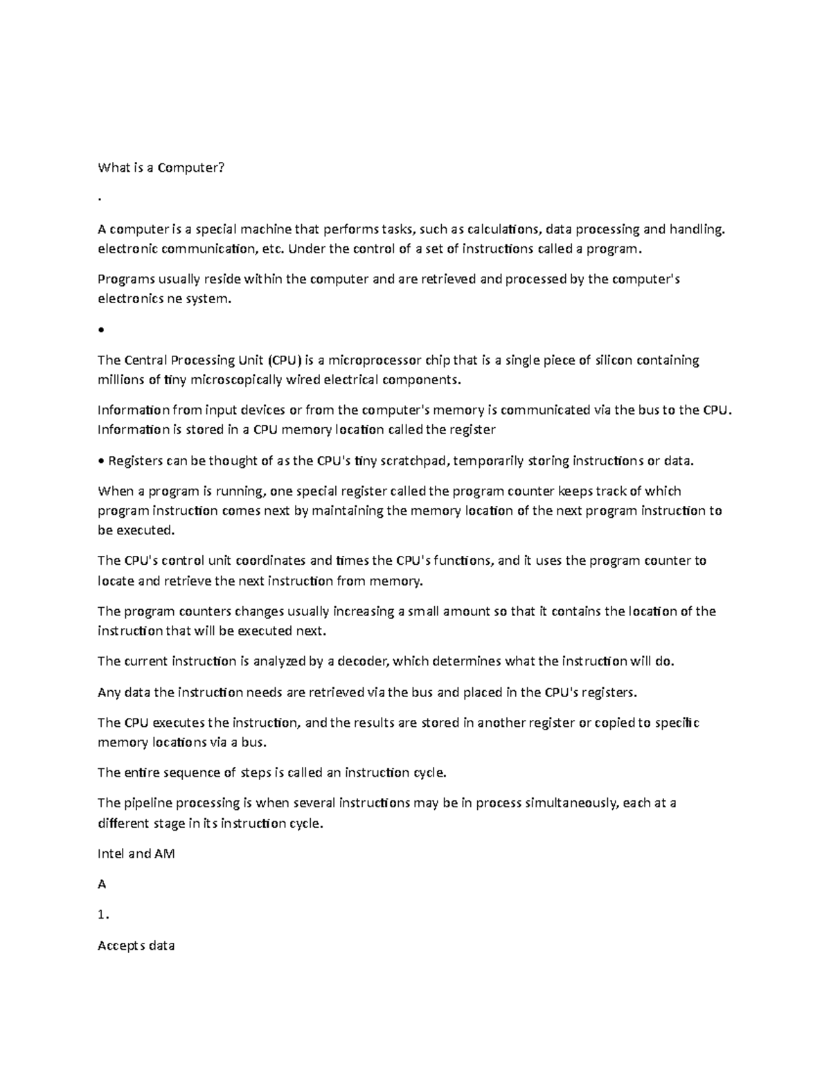 Informatics NOTE - notes - What is a Computer? · A computer is a ...