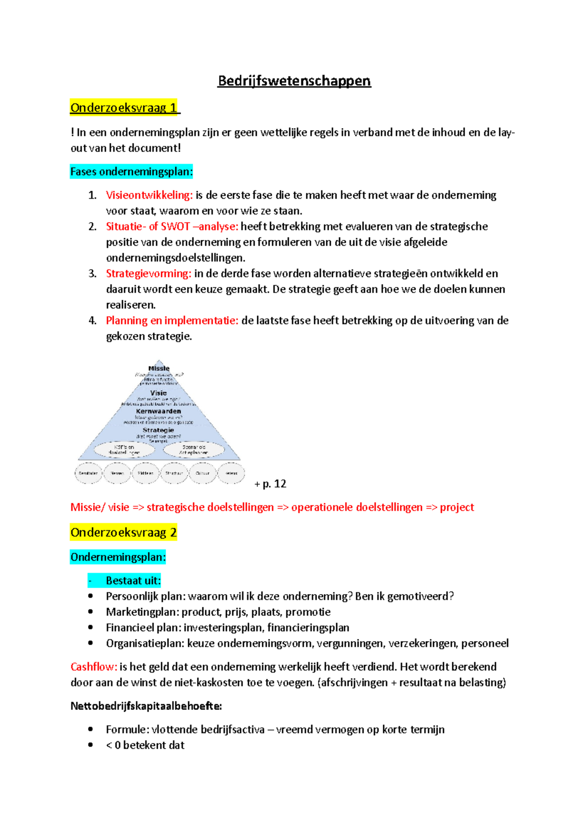 Bedrijfswetenschappen OV 1 En 2 - Bedrijfswetenschappen Onderzoeksvraag ...