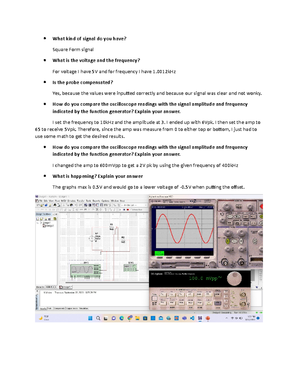 Pre Lab 3 pre lab report 3 What kind of signal do you have? Square
