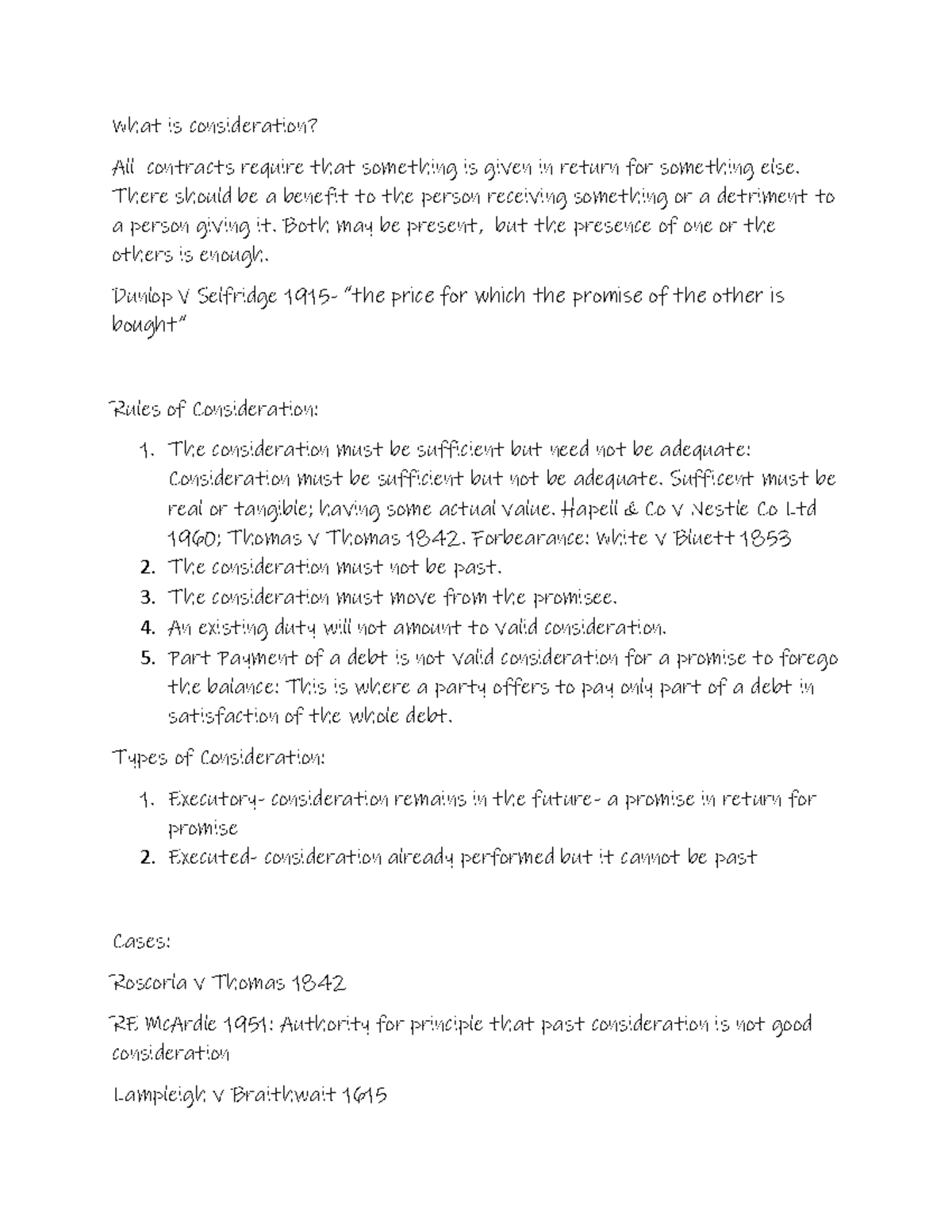 Contract 1 pt 3 - Lecture notes All - What is consideration? All ...