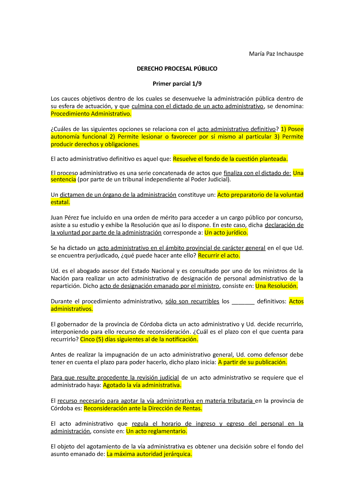 1P Derecho Procesal Público - María Paz Inchauspe DERECHO PROCESAL ...