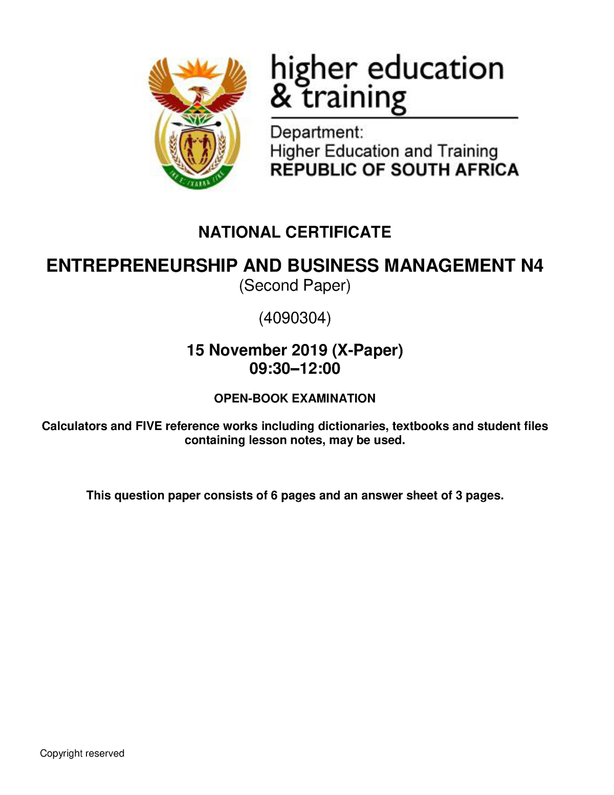 entrepreneurship and business management n4 assignment memo