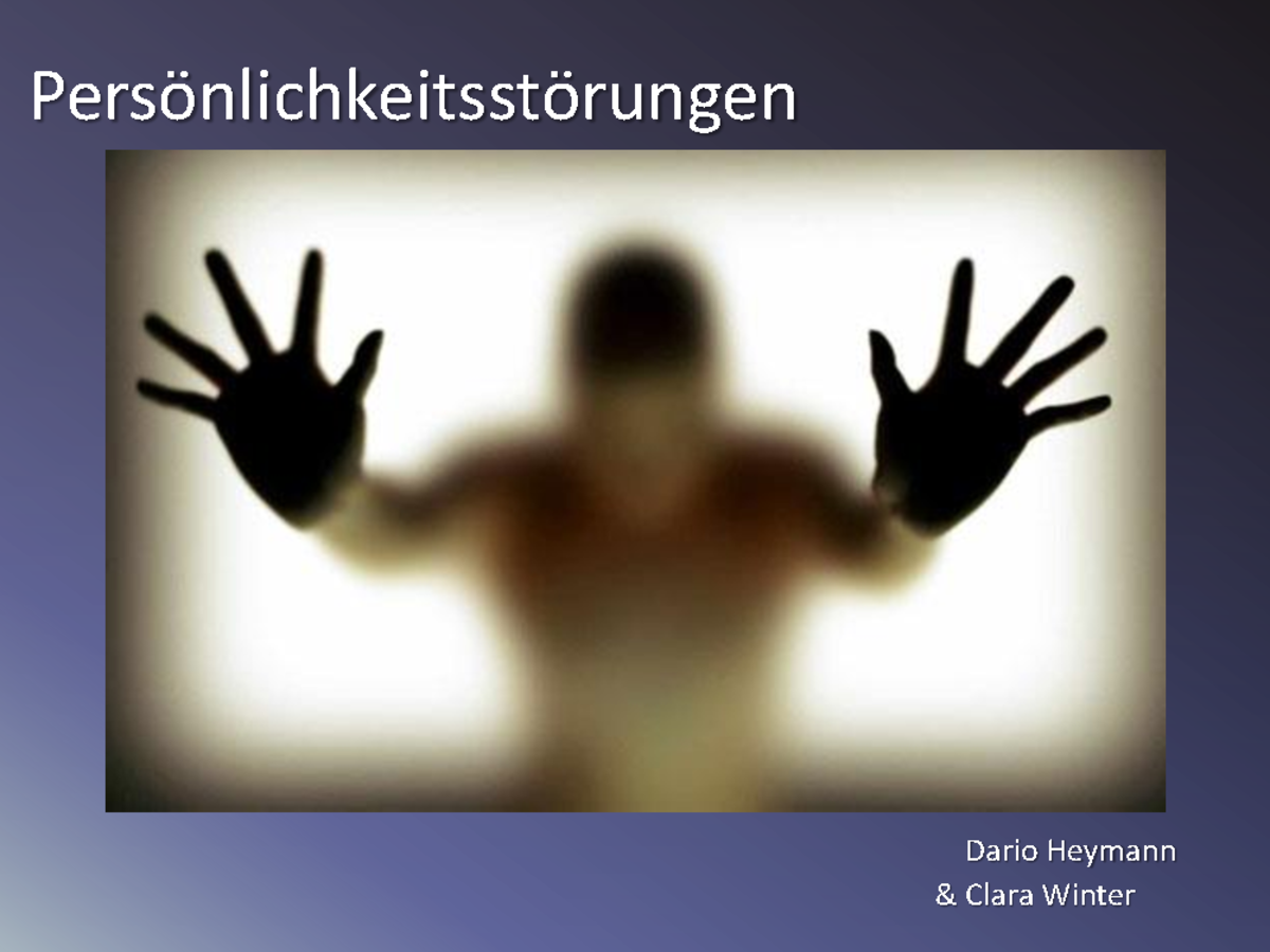 Tutorialaufgaben - Persönlichkeitsstörungen - { Persönlichkeitsstörungen Dario Heymann & - Studocu