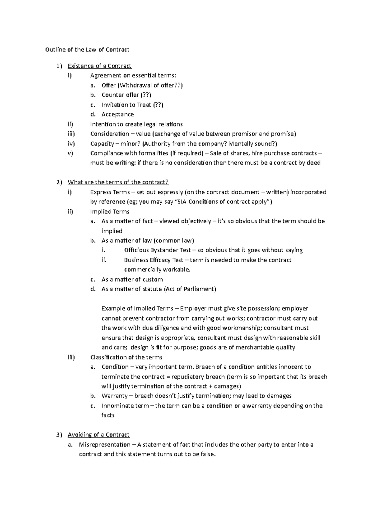 Outline of the Law of Contract - Outline of the Law of Contract ...