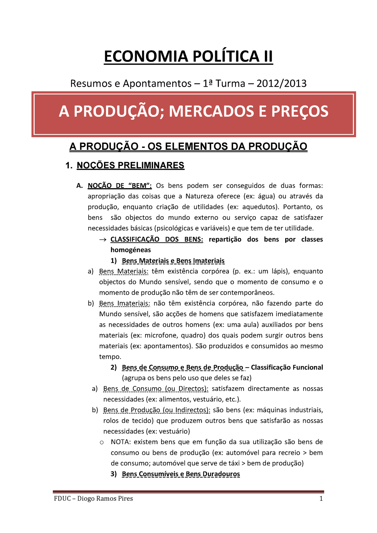 Resumos Aulas EP II - ECONOMIA POLÍTICA II Resumos E Apontamentos – 1ª ...