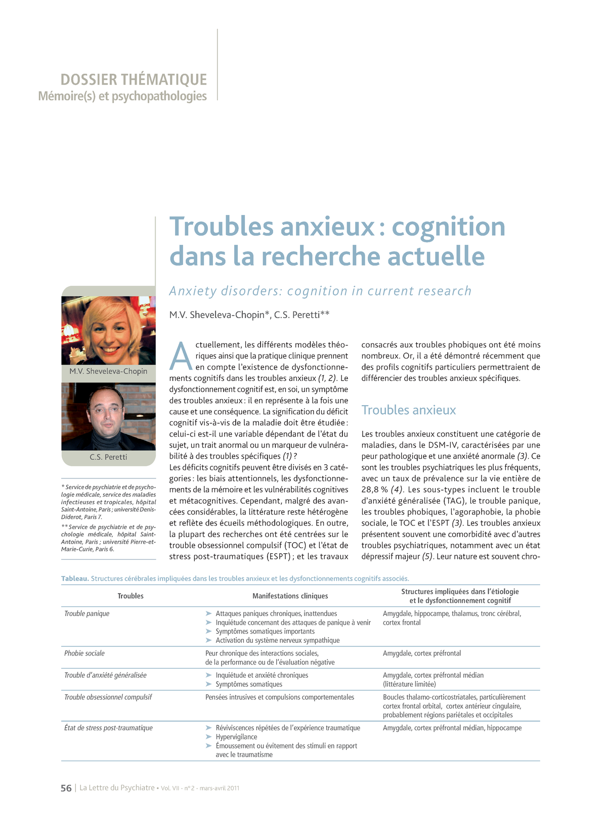 Troubles Anxieux - Cognition DANS LA Recherche Actuelle (6 Pages - 365 ...