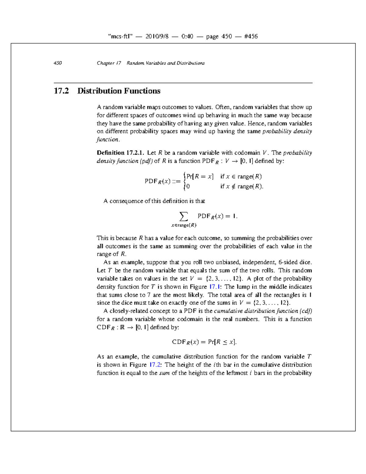 Mathematics for Computer Science-92 - 450 Chapter 17 Random Variables ...