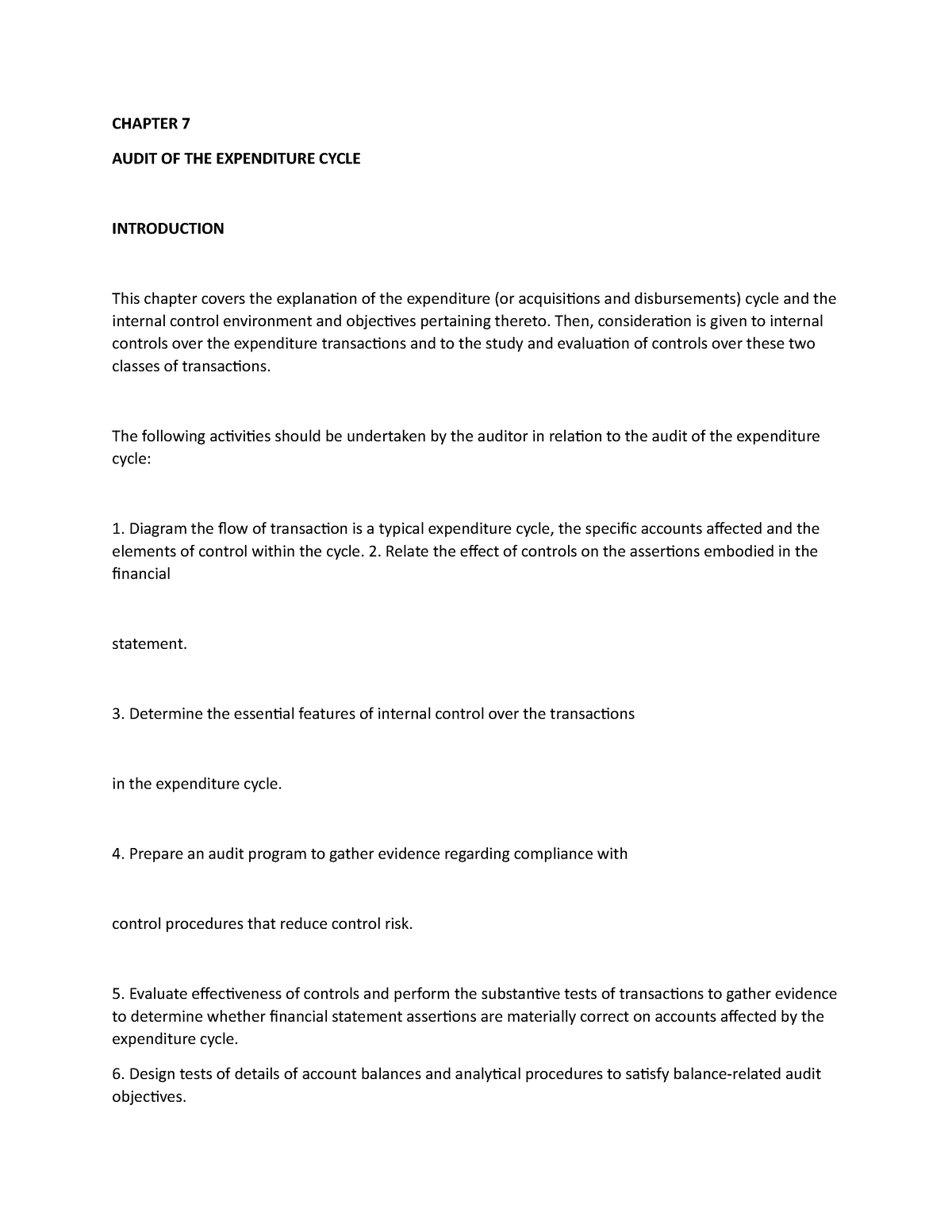 Chapter 7 - grhr - CHAPTER 7 AUDIT OF THE EXPENDITURE CYCLE ...