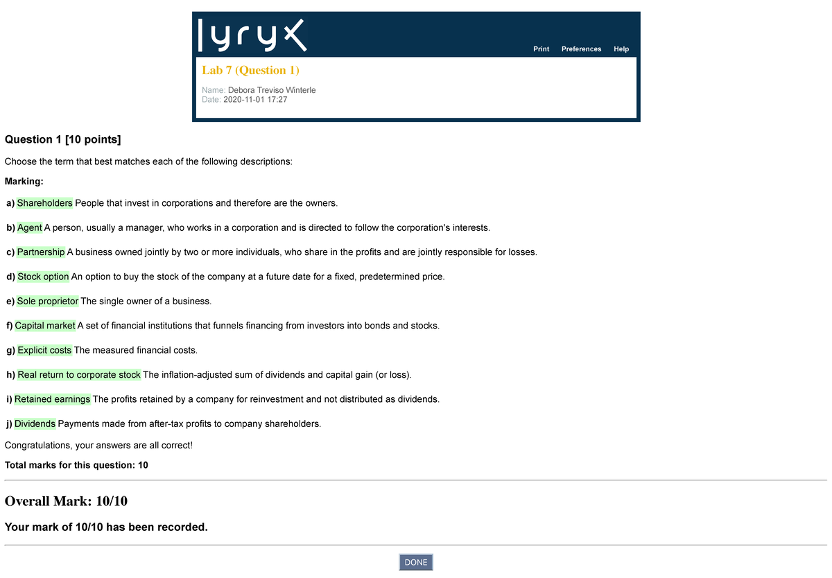Lab 7 (Question 1) ~ Lyryx Learning Inc - Print Preferences Help Lab 7 ...
