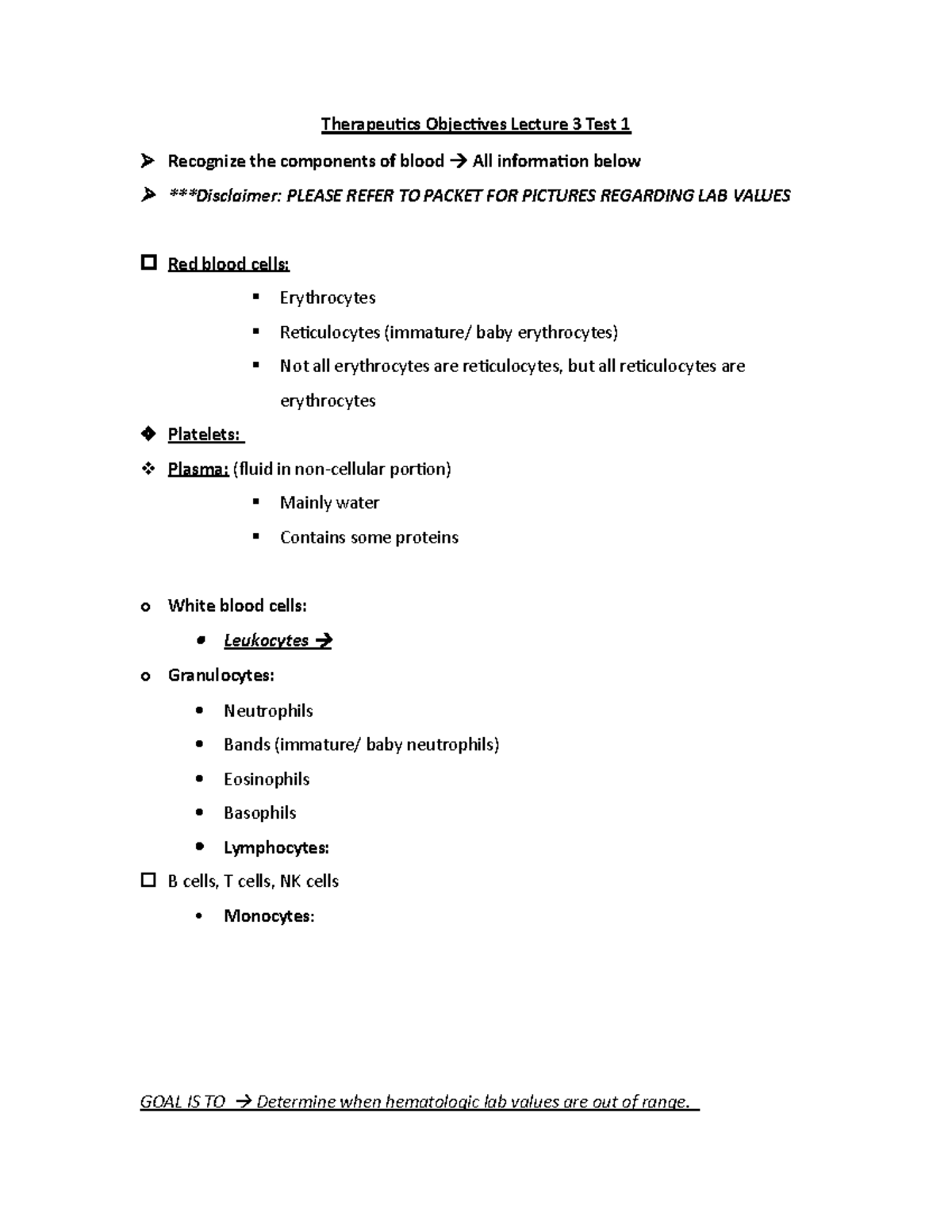 components-of-blood-thera-exam-1-therapeutics-objectives-lecture-3