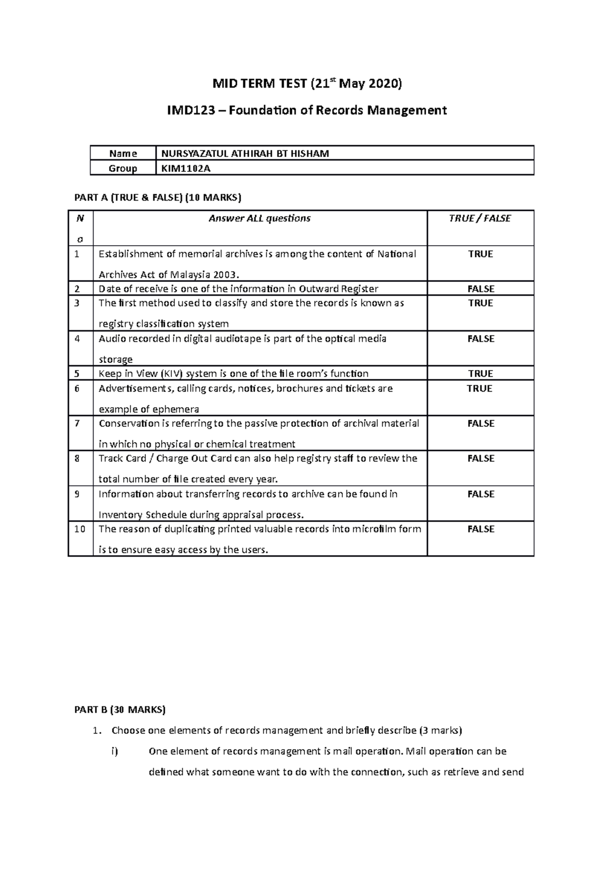 article review imd123 - MID TERM TEST (21st May 2020) IMD123 ...