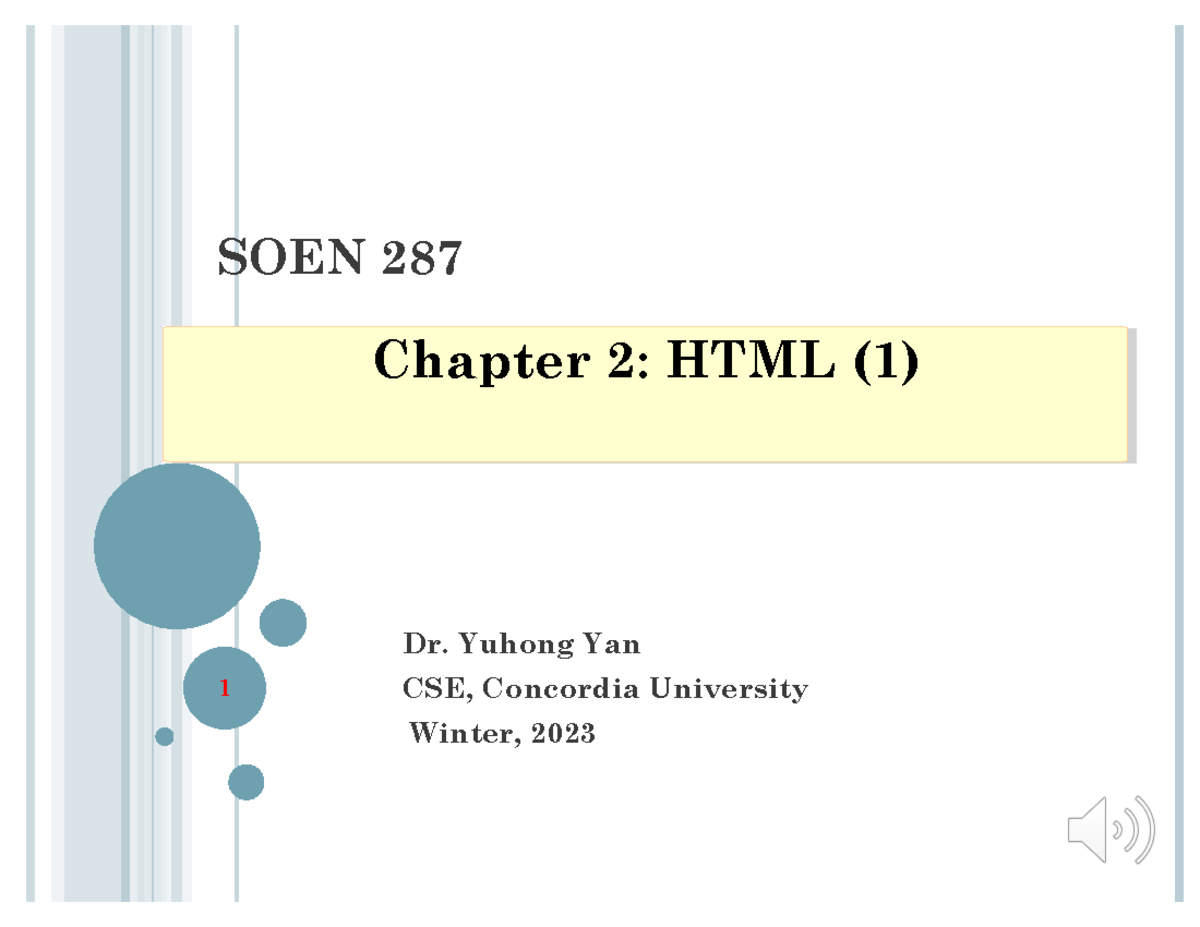 2 - HTML code notes - 1 SOEN 287 Dr. Yuhong Yan CSE, Concordia ...