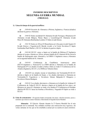 Informe II Corte - Nota:  - INFORME DESCRIPTIVO SEGUNDA GUERRA MUNDIAL  () Línea de tiempo - Studocu