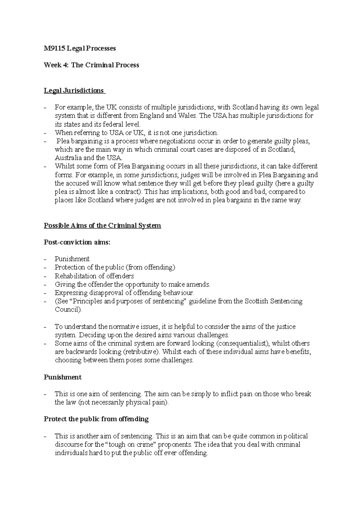 W4 - Criminal Process - N.A - M9115 Legal Processes Week 4: The ...