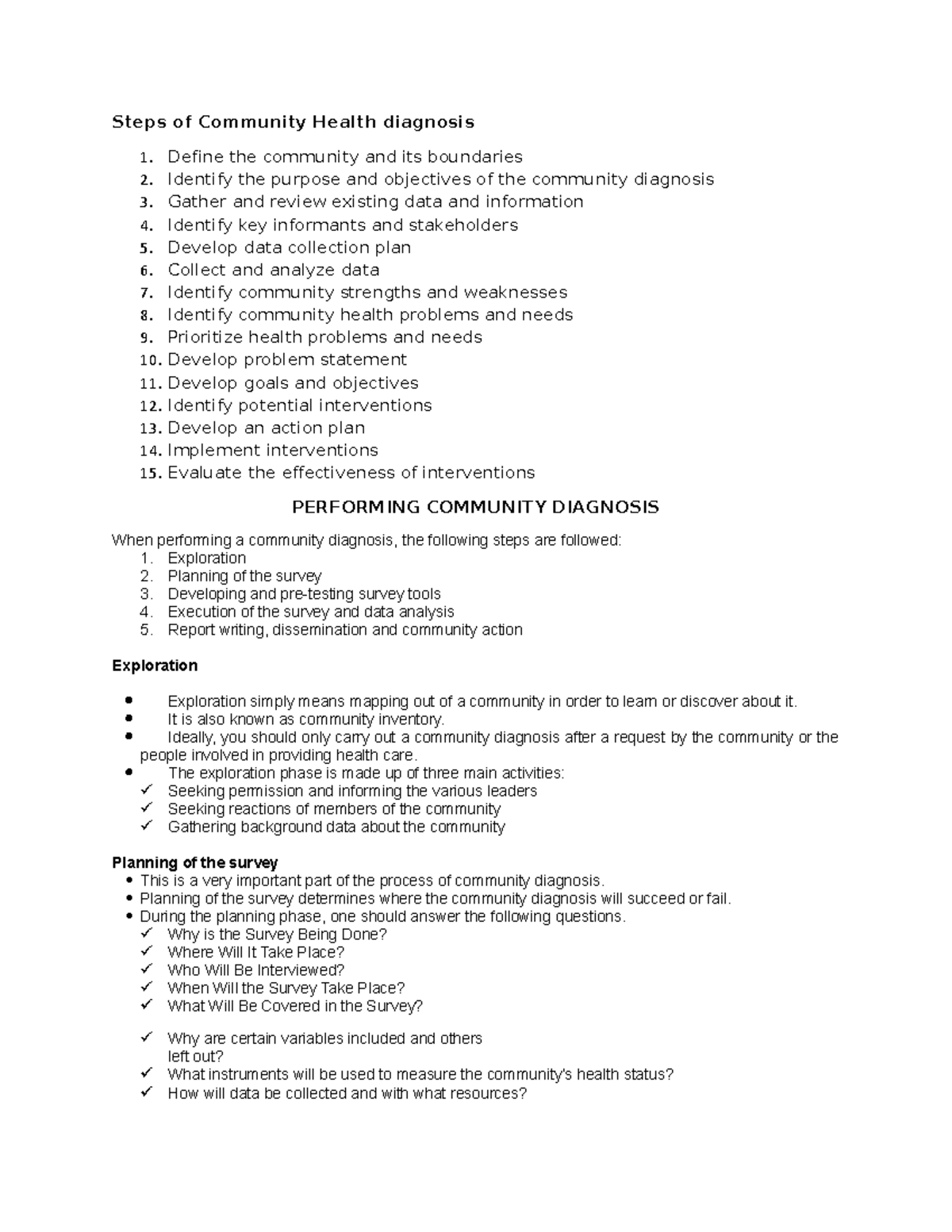 Steps Of Community Health Diagnosis - Define The Community And Its ...