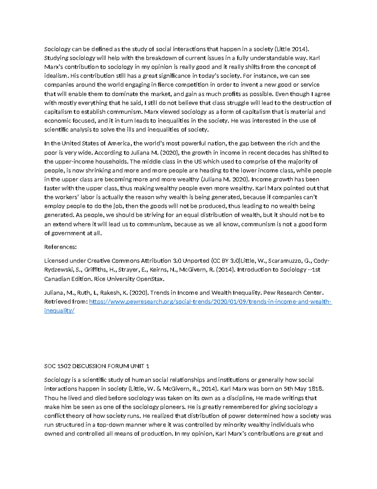 Soc1502 discussion forum unit1 Sociology can be defined as the study