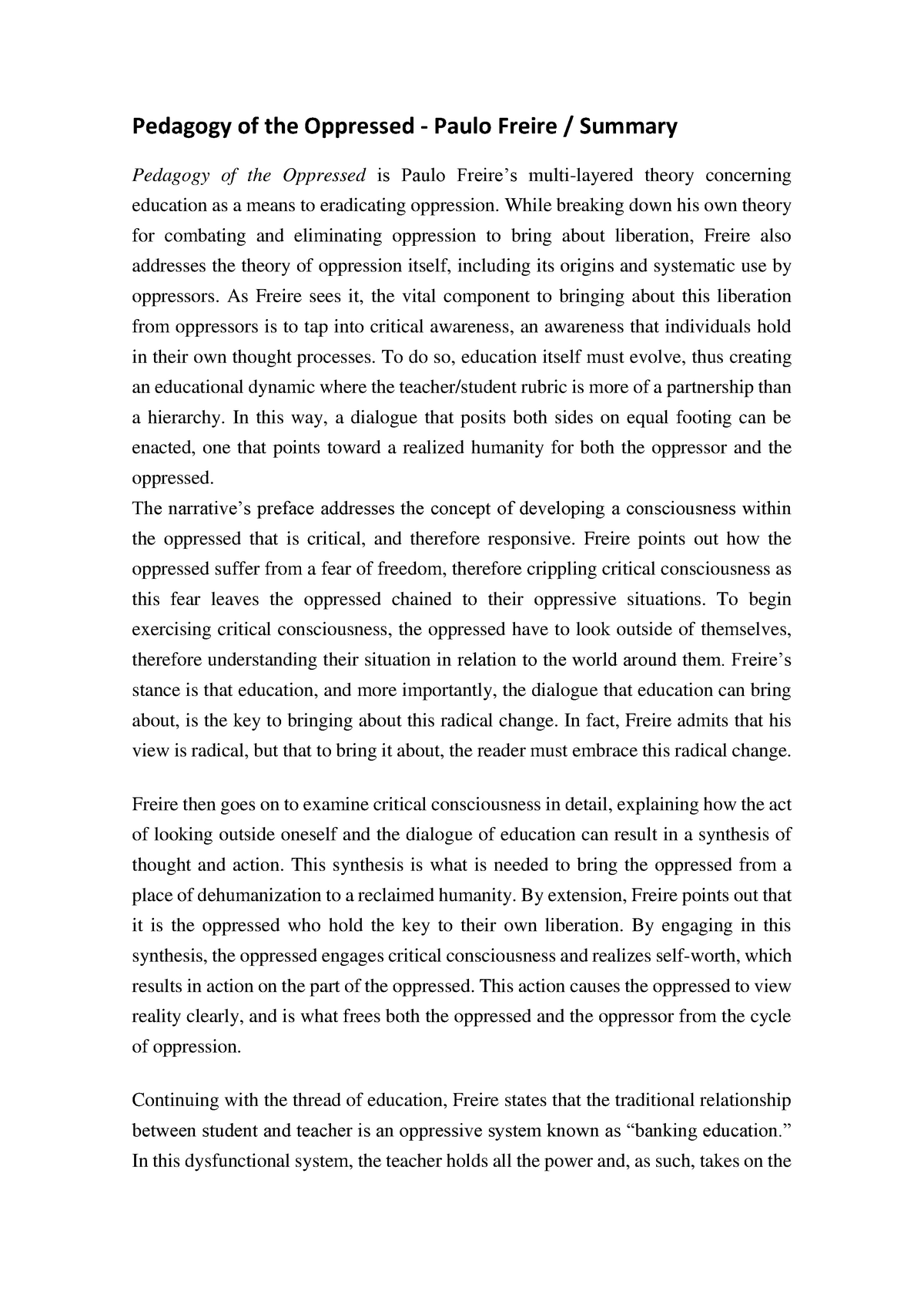pedagogy of the oppressed pdf chapter 4