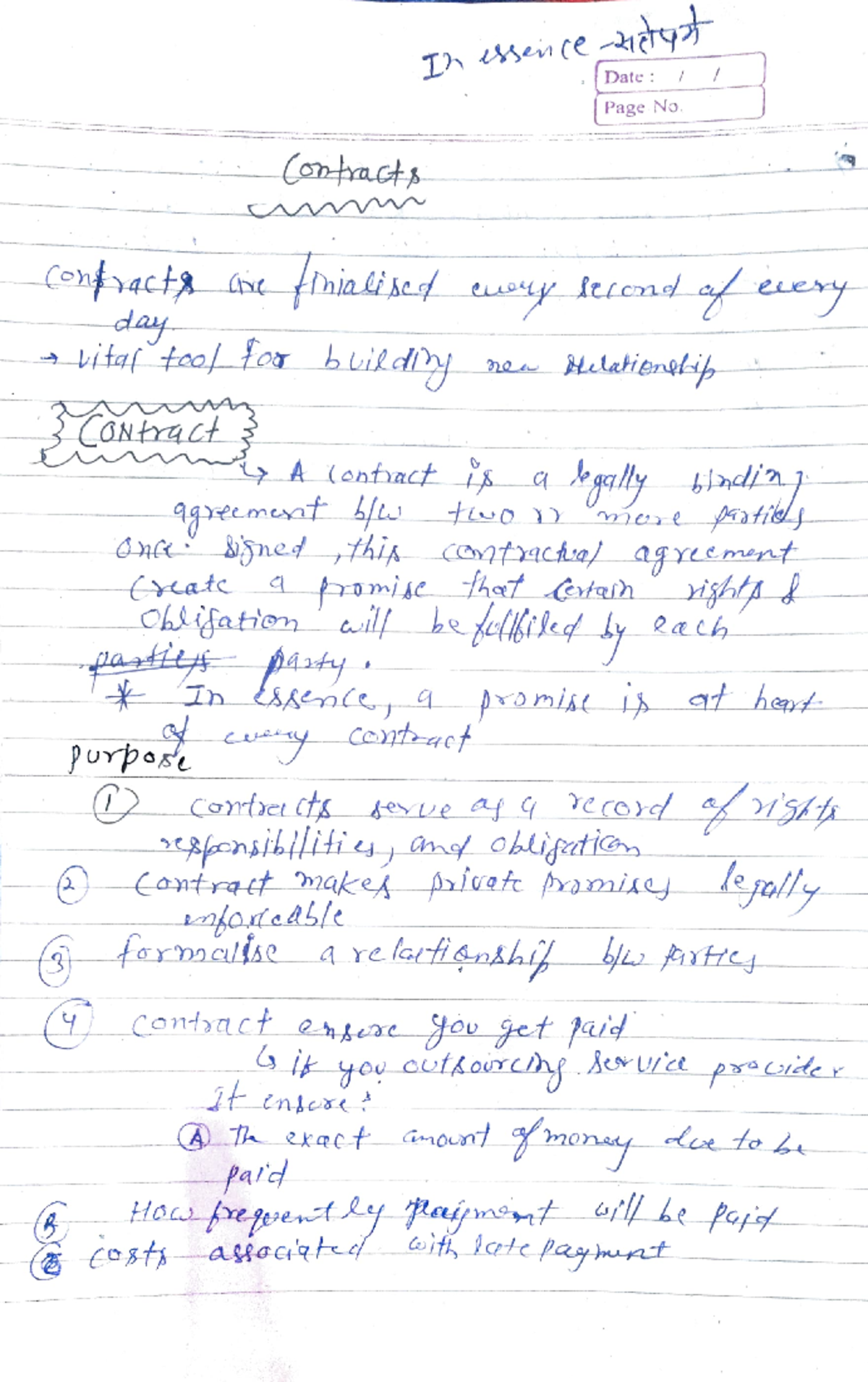 Contract hand written - Chaudhary Charan Singh University - Studocu
